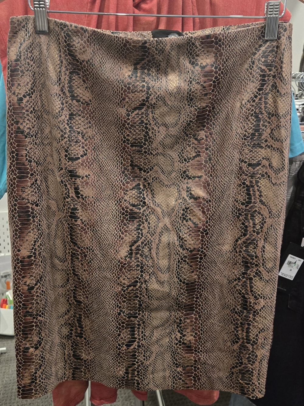 Women’s Brown Snake-Print Pencil Skirt